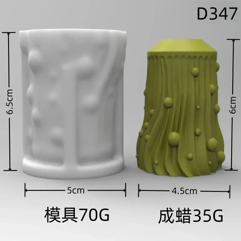 Wave cylindrical candle silicone mold with irregular geometric shape twisted stripes cylindrical candle mold resin gypsum mold