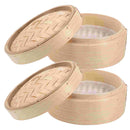 2 Pcs Chinese Dim Sum Cookers Household Lotus Leaf Rice Steamers Wooden Bamboo Steaming Tray Cooking Tools with Cover 8 Inch