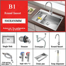 Stainless Steel Kitchen Sink Farmhouse Above Counter Undermounter Single Bowel Wash Basin With Gourmet Faucet Drain Accessories