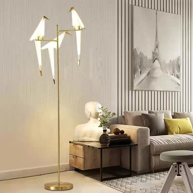 Perch Light Floor Lamp Led Designer gold Origami Bird Standing Lamps for Living Room creative Art Deco safaside corner Lamp