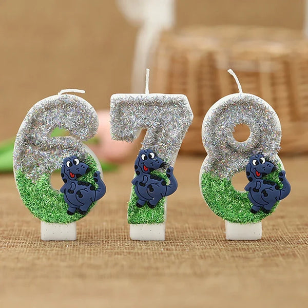 Dinosaur Birthday Candles for Cake Soywax Candle Bithday Number Candle for Boy Party Cake Topper Decorative