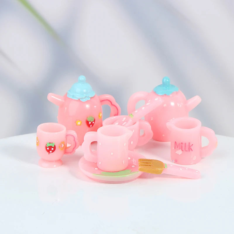 3/5/6pcs 1/12 Dollhouse Miniature Accessories Ceramics Tea Set Model Kitchen Tableware