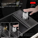 55cmx32cm 304 Nano Stainless Steel Hidden Sink Folding Faucet with Large Single Slot and Cover Plate Bar Counter Cup Washer