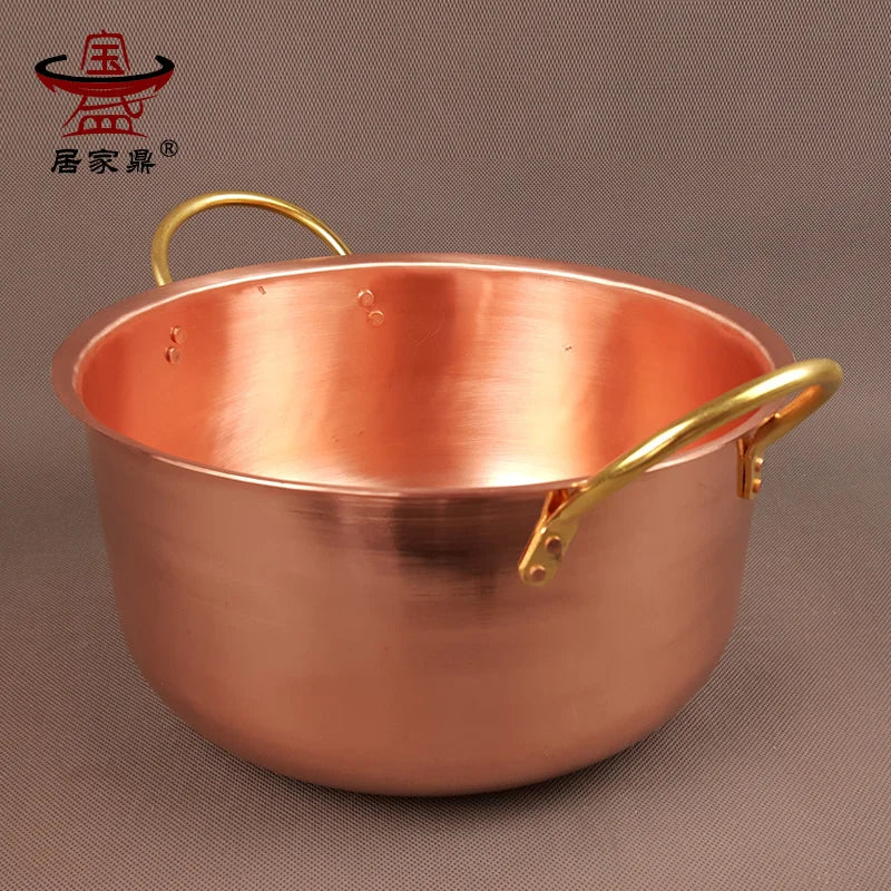 Handmade thickened pure copper soup rice stew pot saucepan big metal stewpan gas induction cooker pan