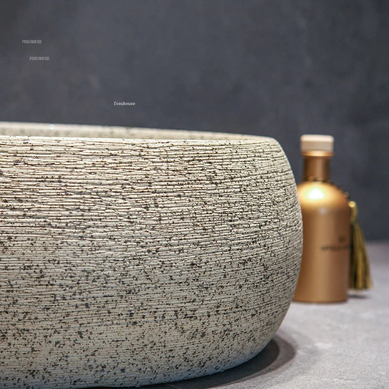 Modern Countertop Basin Vintage Bathroom Sinks Simple Ceramic Oval Washbasins Luxury Square Bathroom Washbasins Kitchen Sink GL