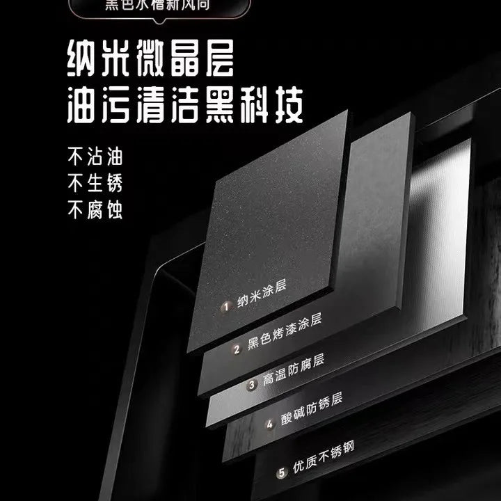 Kitchen Vegetable Basin Sink Large Single Slot 304 Stainless Steel Hand-thickened Under-counter Basin Dishwasher Black Set New