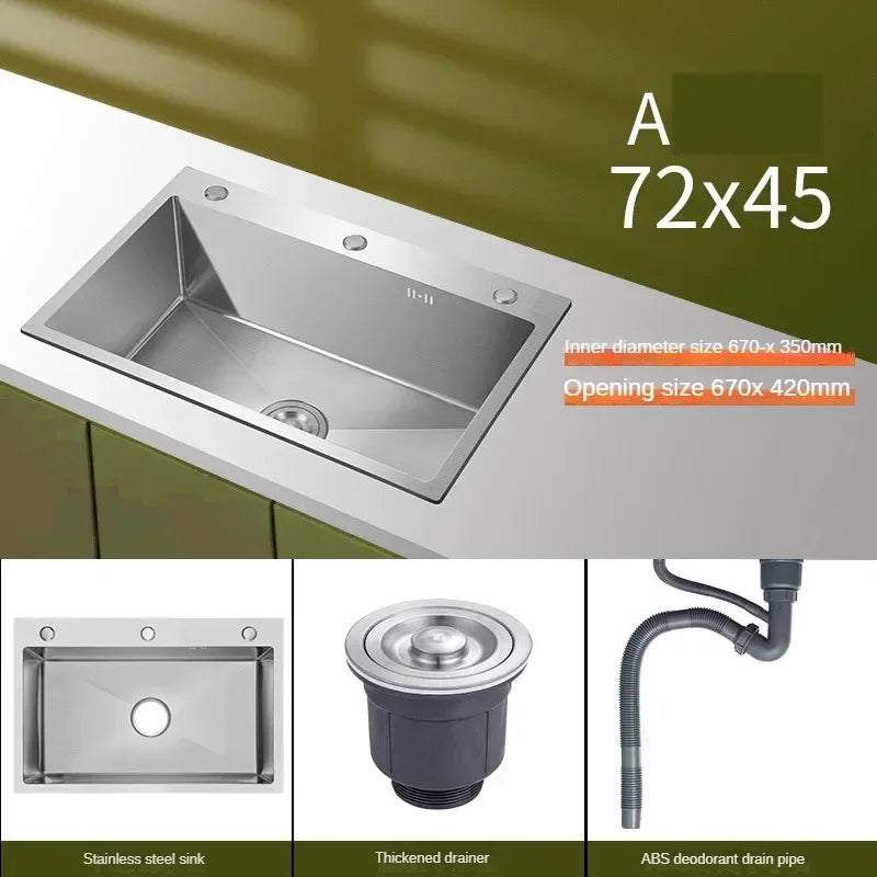 Stainless Steel Chinese Kitchen Sinks for Kitchen Sink Thickened Brushed Process Simple and Creative Kitchen Sink for Restaurant