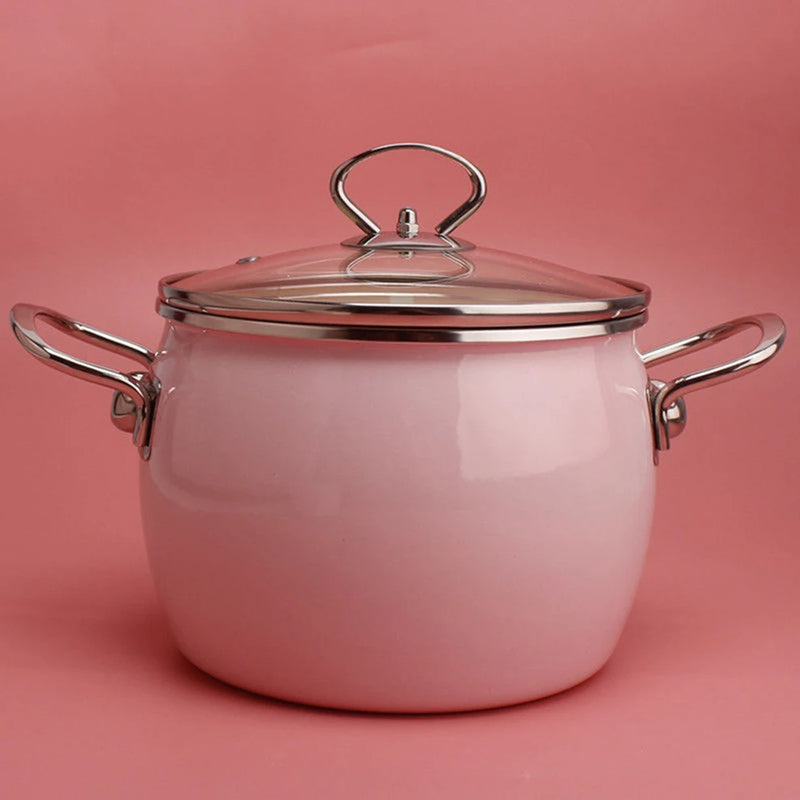 3L Enamel Pot High Style Porcelain Enameled Soup Pot Saucepan For Gas Induction Stewpan Multifunction Cooking Pot For Kitchen