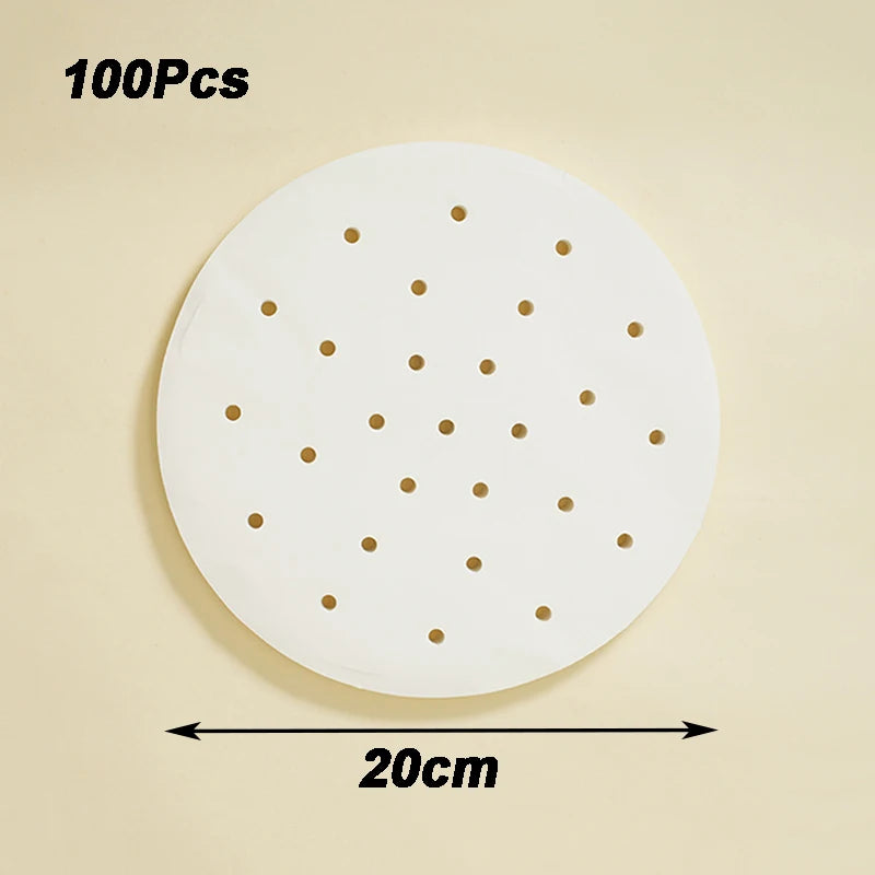 100Pcs Air Fryer Paper Disposable Steamer Bakeware Papers Oven Non-Stick Steaming Mat Oil-absorbing Paper for Fryer Accessories