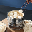 Stainless Steel Bamboo Steamer with Lid Rice Cooker Food Steaming Grid Basket for Dumpling Kitchen Steam Pot Cooking Accessories