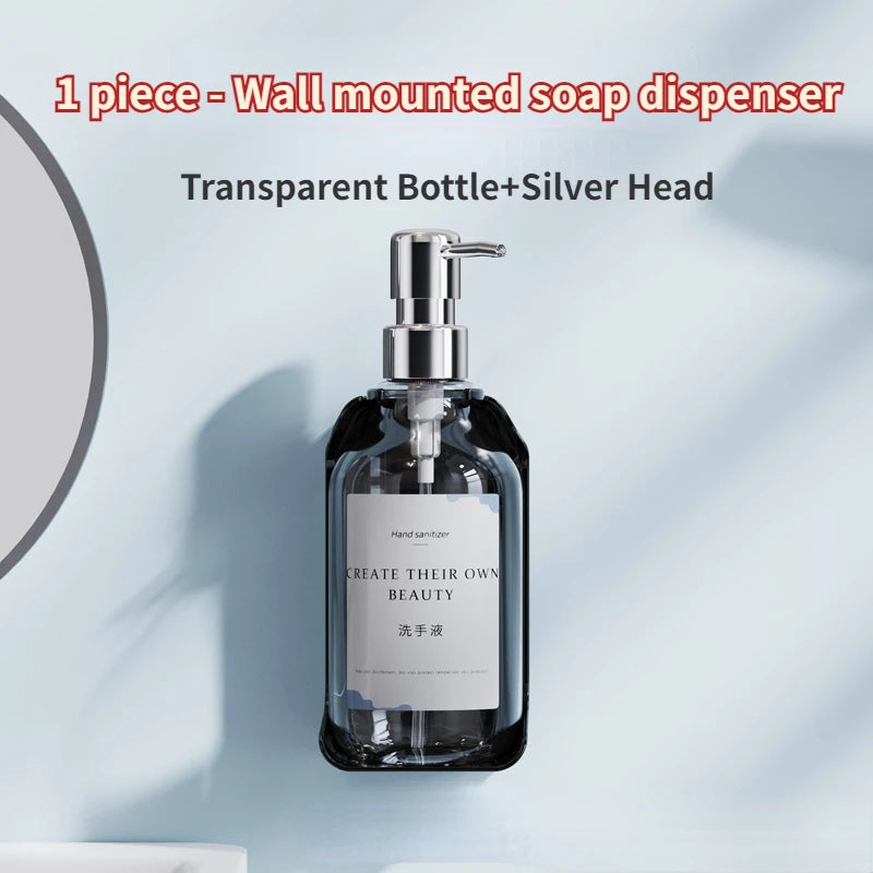 Hotel Wall Mounted Soap Dispenser Set Refillable No Punching Hand Sanitizer Shampoo Conditioner Bottle Holder for Shower Wall