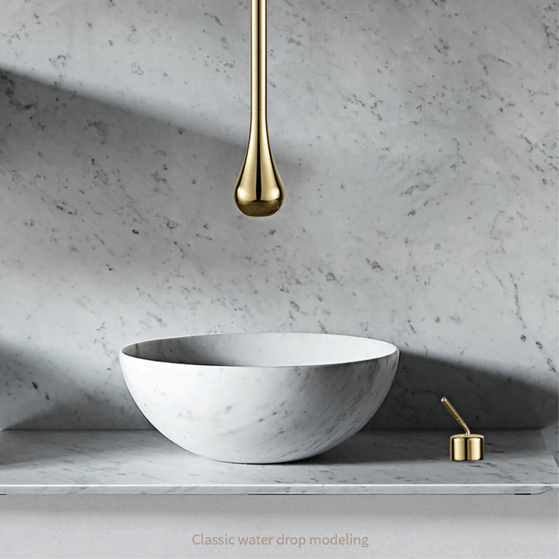 Luxury brushed gold brass bathroom faucet ceiling design with dual control of Hot & Cold sink faucet Simple and customizable Tap