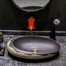 Chinese Ceramic Art Bathroom Washbasins Home Bathroom Sinks Creative Overhead Sink Household Kitchen Hand-made Washing Sinks Y