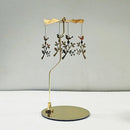 Stainless Steel Gold Round Disc Candlestick Christmas Gift Aromatherapy Running Horse Light Romantic Rotating Candle Holder