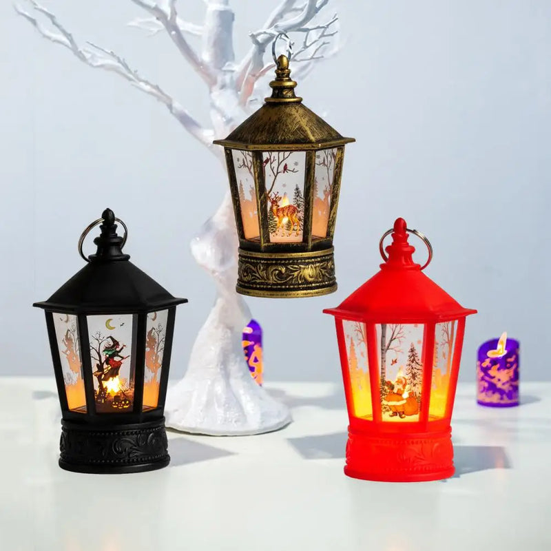 Halloween Led Candle Light Vintage Witch Castle Pumpkin Ghost Hanging LED Lantern Lamp Haloween Party Festival Props Night Light