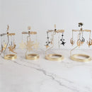 Romantic Aromatherapy Glass Candle Cup Lid, Stainless Steel Rotating Carousel Candle Holder, Walking Light Candlestick Decoratio