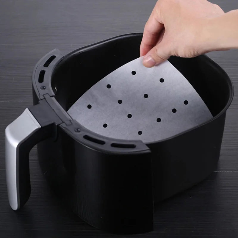 100Pcs Air Fryer Paper Disposable Steamer Bakeware Papers Oven Non-Stick Steaming Mat Oil-absorbing Paper for Fryer Accessories