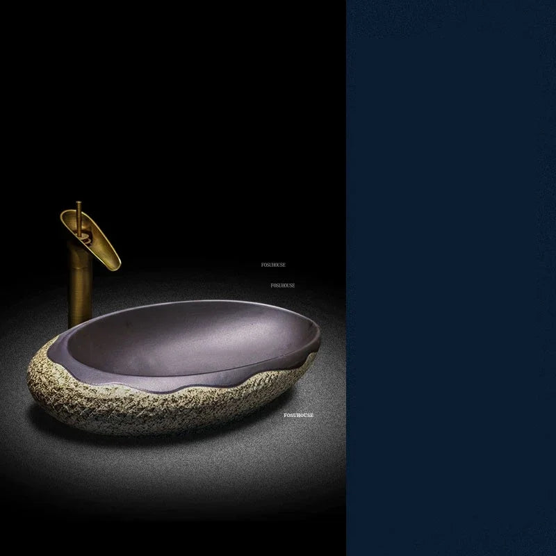 Chinese Ceramic Art Bathroom Washbasins Home Bathroom Sinks Creative Overhead Sink Household Kitchen Hand-made Washing Sinks Y