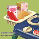 27PCS Kids Mini Kitchen Playset Toys With Light Sound Running Water Role Playing Game Pretend Cooking Simulated Cookware Playset