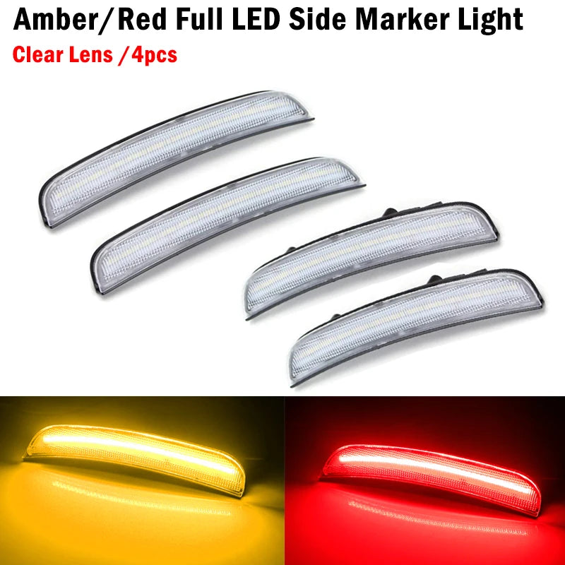 2pcs For 2015-2021 Dodge Charger Front Rear Bumper LED Side Marker Light Turn SignalLights/Driving Lights 12V