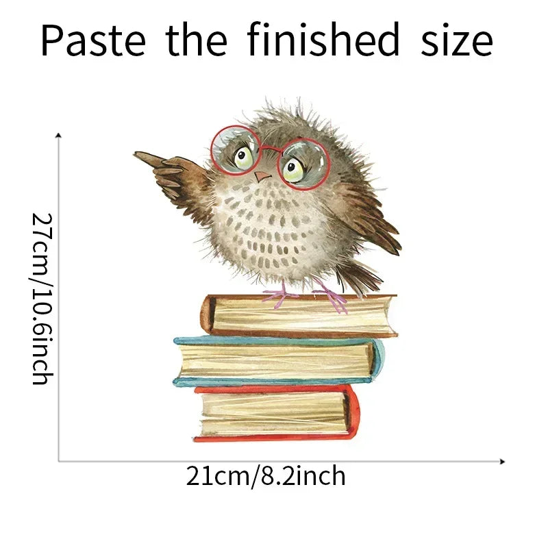 Owl Bird Love Learning Book Wall Decor Removable Library Furniture Decoration Reading Wall Stickers Room Wallpaper For Kid Decor
