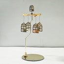 Stainless Steel Gold Round Disc Candlestick Christmas Gift Aromatherapy Running Horse Light Romantic Rotating Candle Holder