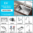 Stainless Steel Kitchen Sink Farmhouse Above Counter Undermounter Single Bowel Wash Basin With Gourmet Faucet Drain Accessories