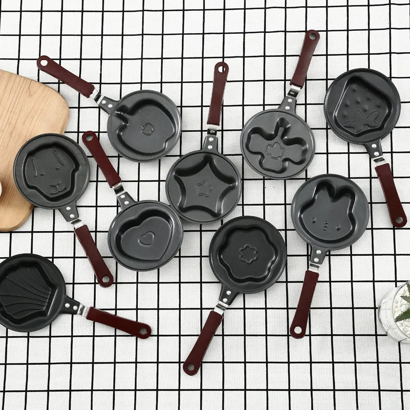 DIY Mini frying pan Breakfast Heart-Shaped Omelet Pan Cartoon Frying Pan Heart-Shaped Non-Stick Egg Non-stick Cookware Pan Mold