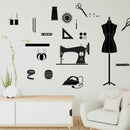 Creative sewing tools sticker for living room tailor's shop decoration self adhesive wall art decal