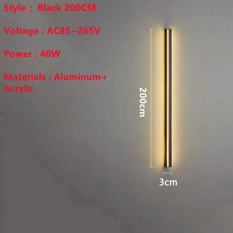 Line Extremely Long LED Wall Lamp 110V 220V 60~240CM Minimalist Sconce For Indoor TV Background Aisle Living Room Villa Lighting