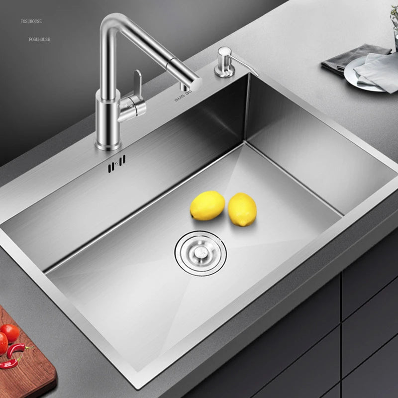 Modern Stainless Steel Kitchen Sinks Home Single Hole Kitchen Sink Under Counter Wash Basin Nano Handmade Kitchen Accessories