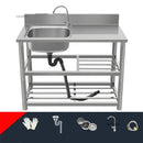 Household Vegetable Washing Basin with Bracket Commercial Stainless Steel Kitchen Sinks Kitchen Workbench Washing Single Sink