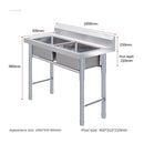 Stainless Steel Kitchen Sinks Washing Sink with Bracket Multifunctional Sinks for Restaurant Commercial Floor Dishwashing Sinks