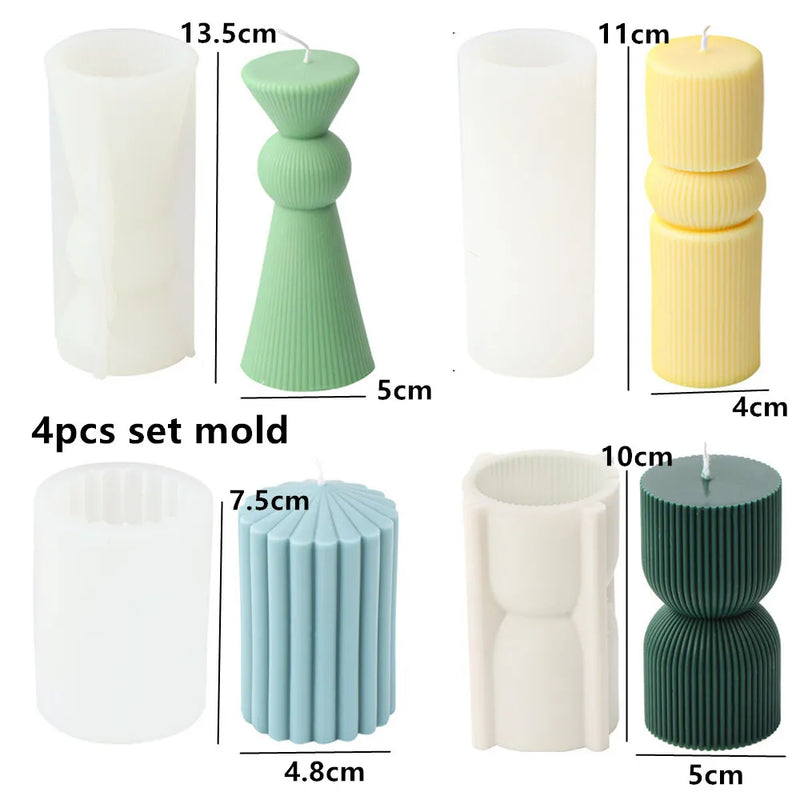 Upgraded Knot Cylindrical Candle Silicone Mold Bow Knot Stripe Cylindrical Candle Mold Vase Shape Candle Acrylic Plastic mold