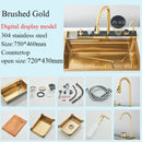 Dark Grey Nano Kitchen Sink Above Mount Washing Basin Chopping Board 304 Stainless Steel Single Grey Kitchen Sink Kitchen Faucet