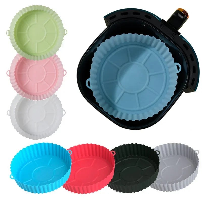 18CM Silicone Air Fryers Oven Baking Tray Fried Chicken Basket Mat AirFryer Pot Round Replacemen Grill Pan Accessories