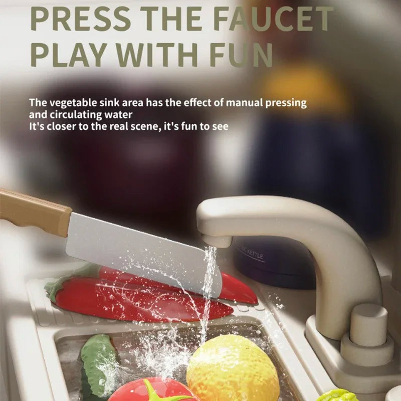 93cm Children's Kitchen Kids Toys, Kids Kitchen Cooking Set Gift Box for Girls, Luxury Version Tableware Set, 88 Accessories