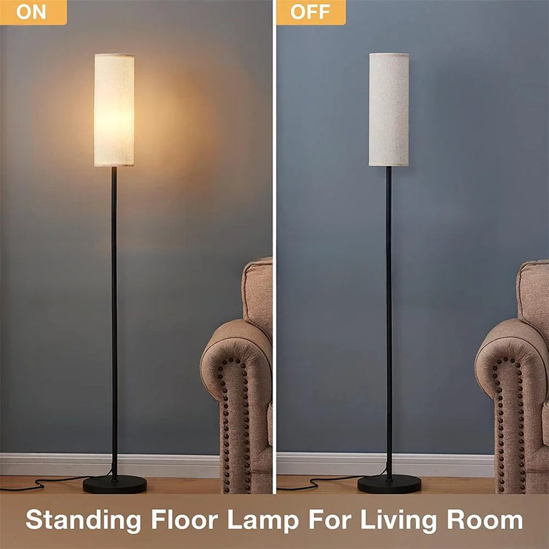 LED Floor Lamp With 3 Color E27 Light Bulb Dimmable Reading Light Linen Lampshade Lamp For Bedroom Living Room Office