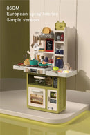 93cm Children's Kitchen Kids Toys, Kids Kitchen Cooking Set Gift Box for Girls, Luxury Version Tableware Set, 88 Accessories