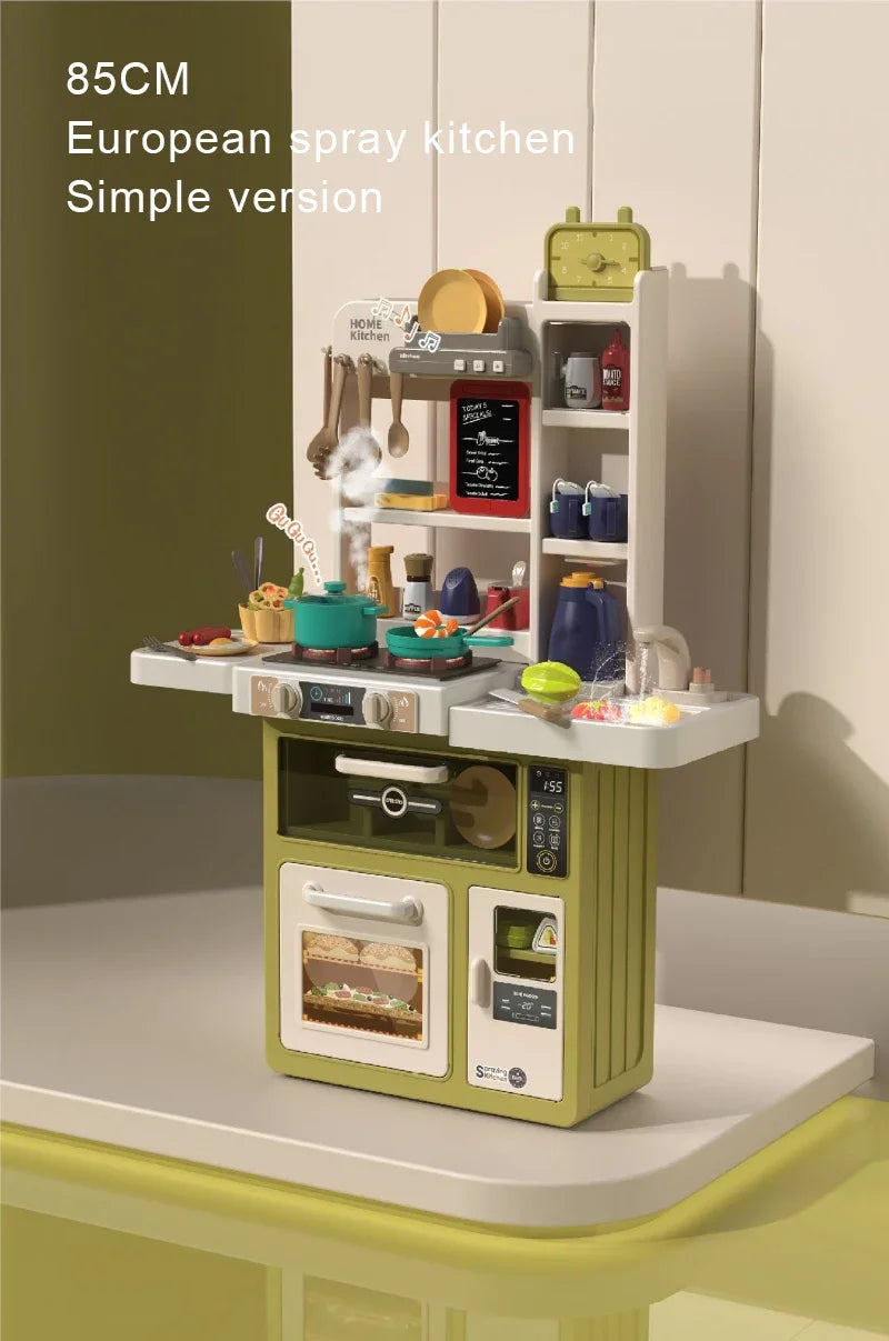 93cm Children's Kitchen Kids Toys, Kids Kitchen Cooking Set Gift Box for Girls, Luxury Version Tableware Set, 88 Accessories