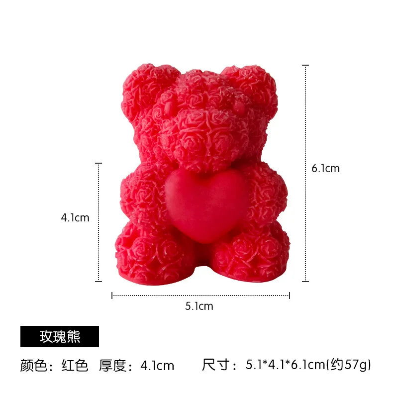 1PC 3D Rose Bear Aromatherapy Candles for Home Decoration Lovely Scented Candles Photography Props Festival Home Decor Ornaments