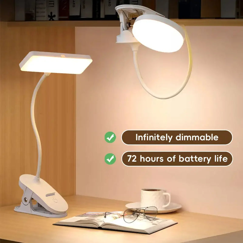 Table Lamp USB Rechargeable Desk Lamp With Clip Bed Reading Book Night Light LED Touch 3 Modes Dimming Eye Protection Light