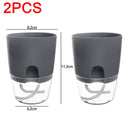 1/2pcs Self Watering Flower Pots Automatic Water-Absorbing Flowerpot Transparent Double Layer Plastic Planter Home Office Decor