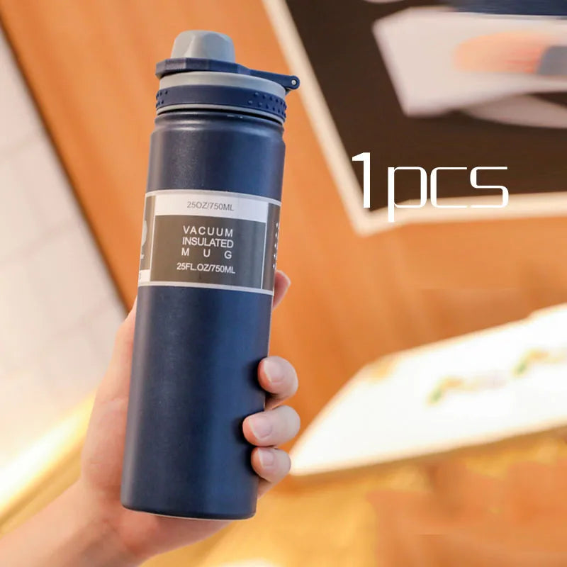 530ML/750ML Thermos Water Bottle Large capacity Stainless Steel Vacuum Flask Mug Portable Outdoor Thermal Mug Sports Drinks Cup