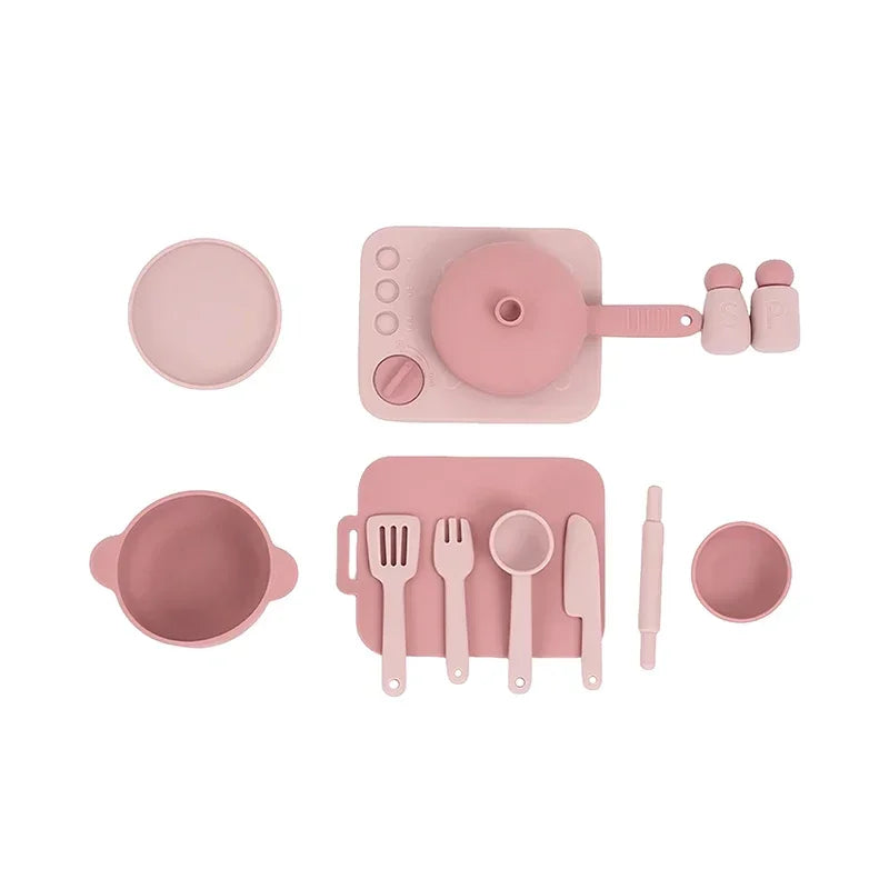 Food Grade Silicone Kitchen Toys Set for Kids Kitchen Accessories Pretend Play Cooking Toy BPA Free Children Educational Toys