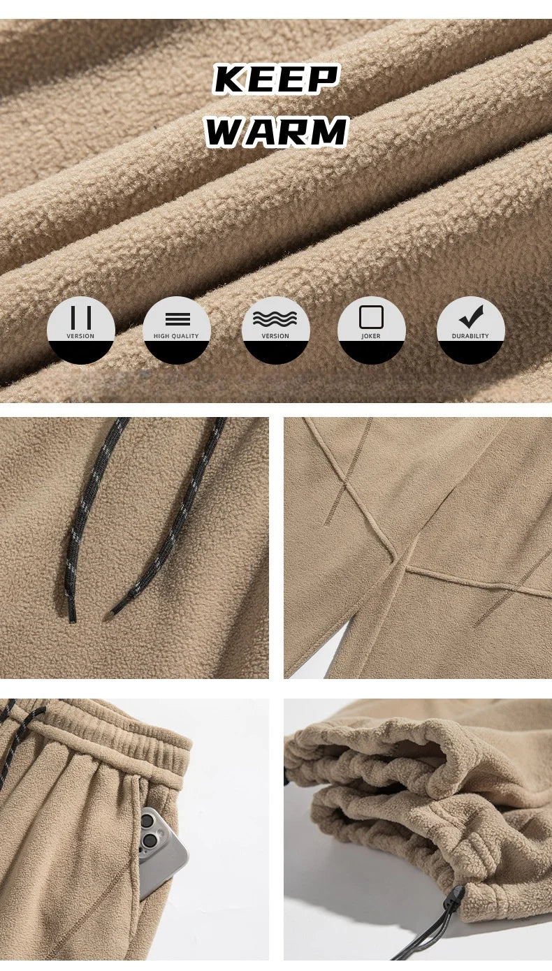 Lazy Wind Shake Grain Velvet Casual Pants Men's Autumn Winter Loose Versatile Straight Warm Heavyweight Sweatpants