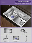 Light Luxury Silver Nano Sink for Kitchen Modern Stainless Steel Three-hole Kitchen Sinks Creative Household Sinks for Balcony