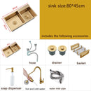 Gold Kitchen Sink Above Counter or Undermount double Bowl Goldn Basket Drainer Soap Dispenser Washing Basin 304 Stainless Steel