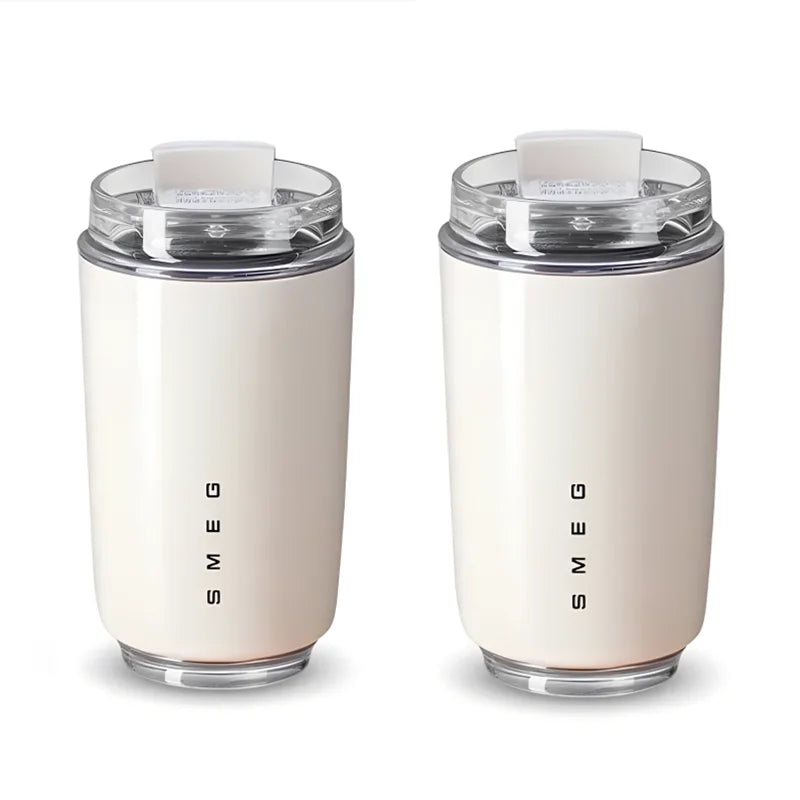 SMEG  Milk White 240ML Beverage  Cup Travel Portable Drinking Cup Stainless Steel Vacuum Leak proof Coffee Thermos