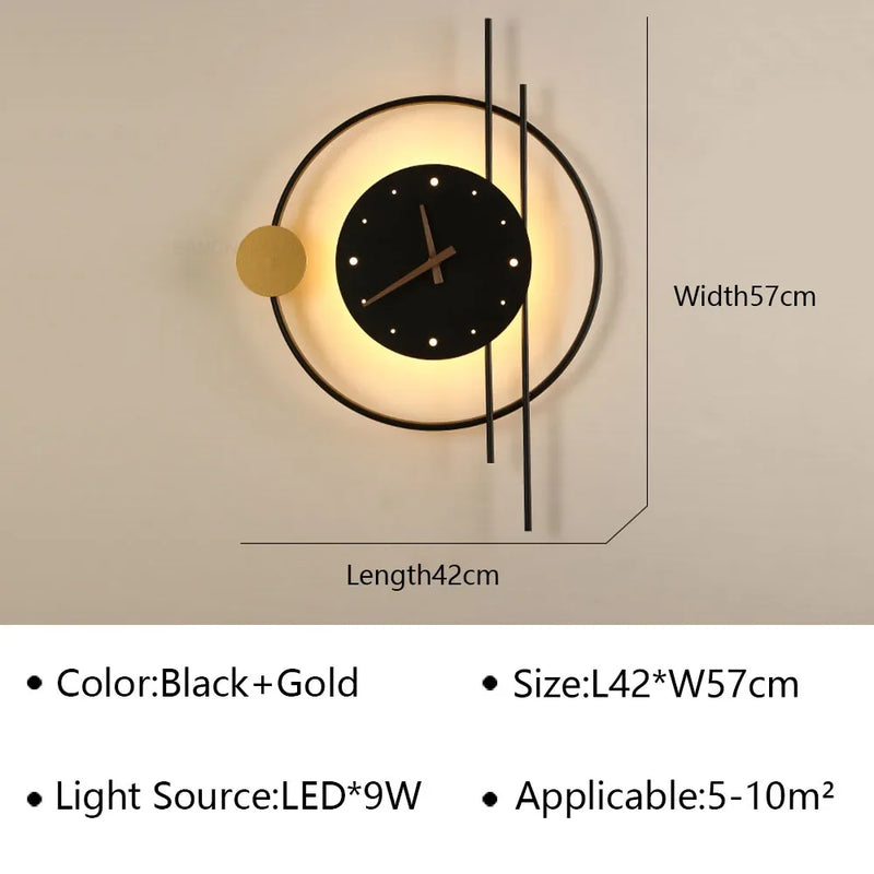 Modern LED Wall Lamp Clock Sconce for Bedroom Bedside Living Dining Room Aisle Porch Corridor Home Decor Lighting Fixture Luster